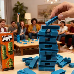 Jenga Classic Stacking Blocks Set, Building Blocks Set, Luxury 54 Pieces Strategy & Courage Test, Interactive Board Game, Family Fun Game, Perfect for Family Gatherings