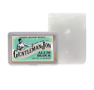 Gentleman Jon 3.7 Ounce Alum Block in Plastic Case - Upgrade Your Shave - Soothing Aftershave Solution for Shaving Razor Burn Relief - Travel Friendly Durable Plastic Case Included, Aftershave for Men