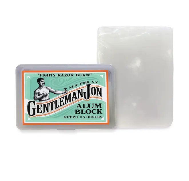 Gentleman Jon 3.7 Ounce Alum Block in Plastic Case - Upgrade Your Shave - Soothing Aftershave Solution for Shaving Razor Burn Relief - Travel Friendly Durable Plastic Case Included, Aftershave for Men