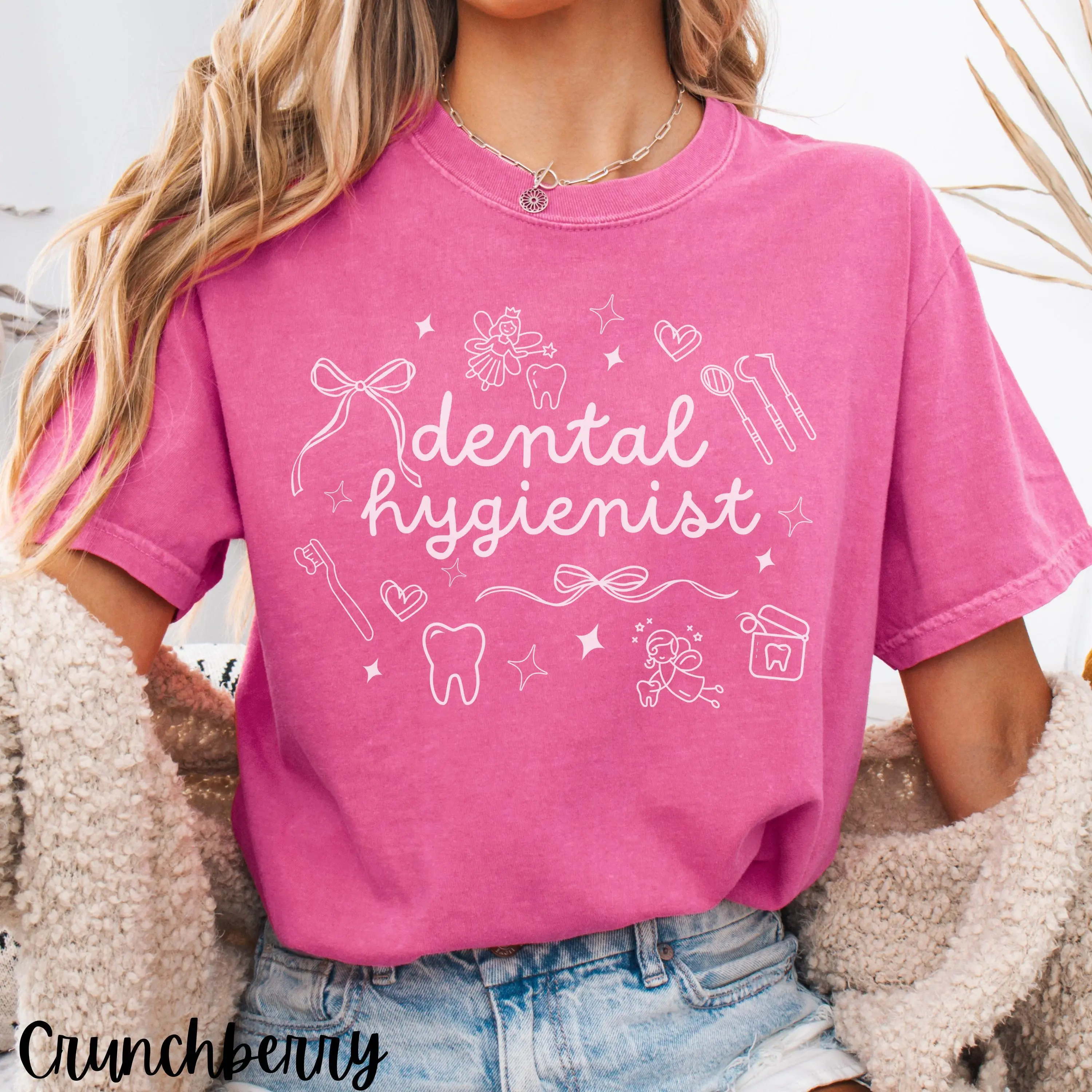Comfort Colors  Dental Hygiene Shirt  Hygienist Appreciation tee, Dental Office Shirts, RDH Recognition, Coquette Dental Tee Cotton Fabric