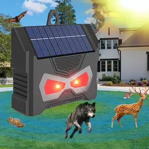 Solar Powered Animal Repeller, Ultrasonic Deterrent + Dual Color LED (breathing & Flashing), Outdoor Garden Use, Effective Pest Control, Rechargeable Repeller, Deer Repellent Devices