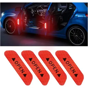 4PCS Reflective Warning Stickers for Car Doors, Night Visible Car Safety Tips Stickers, 3.6 Inch Crash Protection Tape, Car Accessories Universal, Sticker for Cars, For Trucks, SUVs, Vans