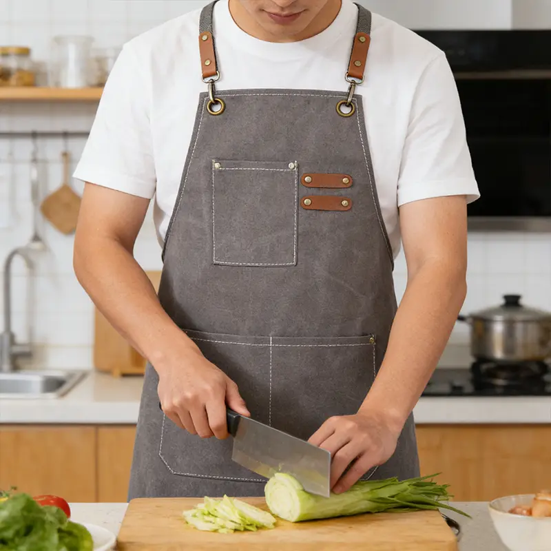 Men's Classic Practical Apron - Sturdy Carpenter Design with Multiple Pockets, High-Quality Adjustable Fit for Woodworking Tasks, Workshop Use