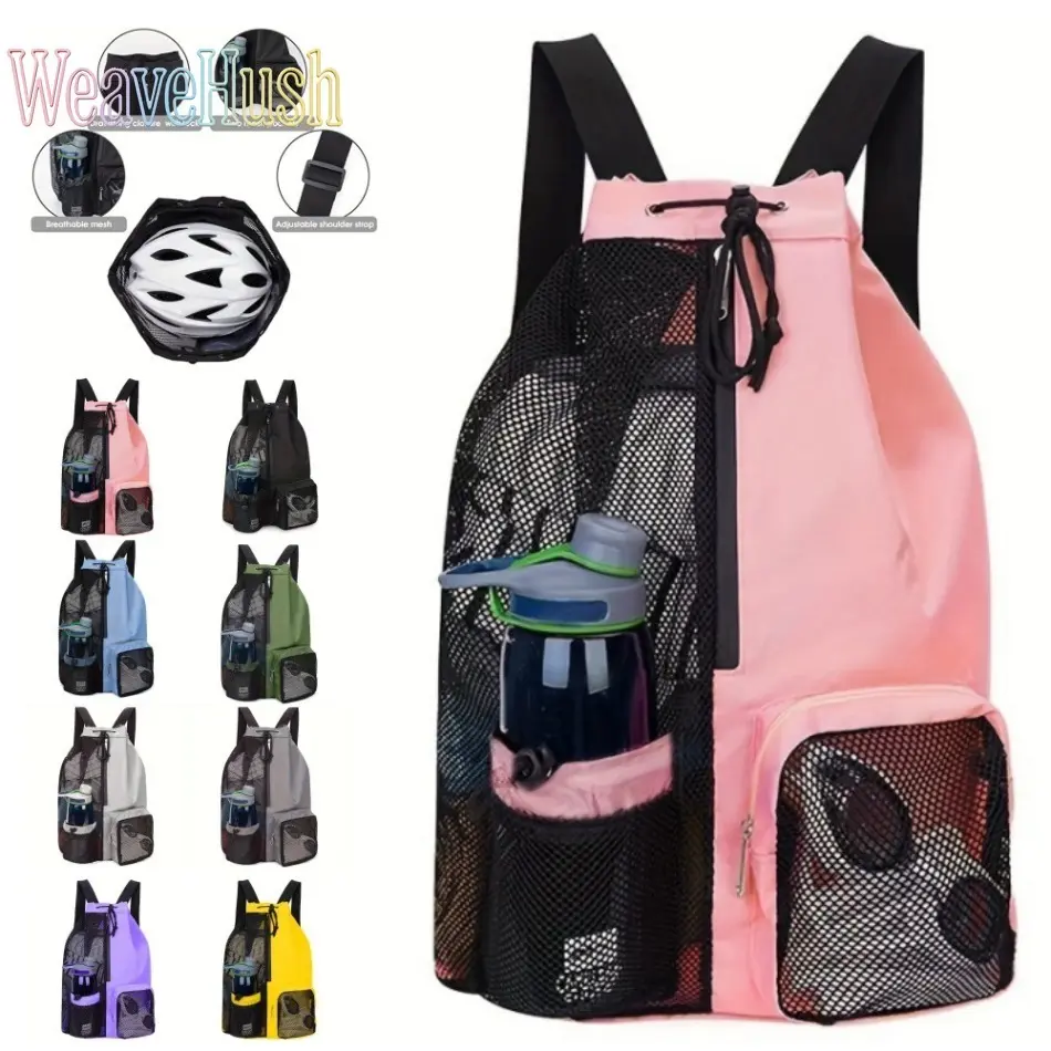Mesh Drawstring Swimming Backpack with Wet Bag, Lightweight Breathable Sporty Gym Bag, Waterproof Separate Wet-Dry Storage, Ideal for Swimming, Beach Trips, Gym Workouts, Sporty Gym Bags