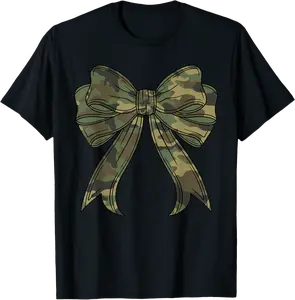Woodland Camouflage Camo Coquette Bow Hunting For Women Girl T-Shirt - Willianam Shop 45B0DW42K3DR