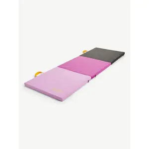 6' Three Folding Gymnastics Mat with Carry Handles, Multi Color, Pink