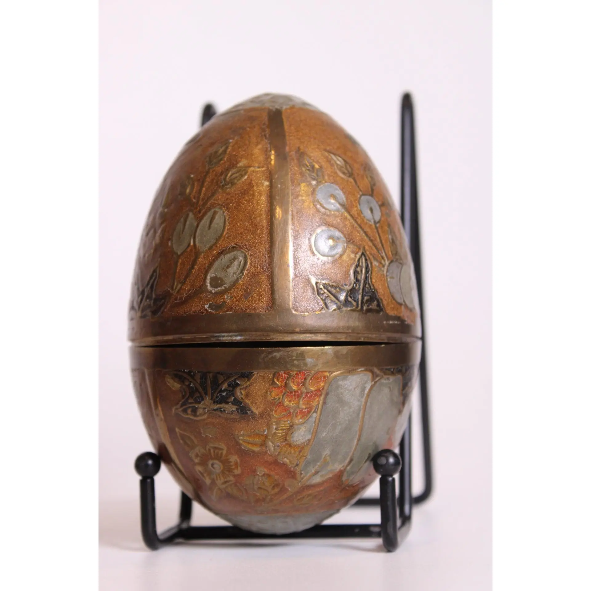 Round Copper Mixed Metal Trinket Box