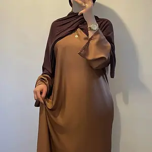 Casual Satin Abaya With Pockets