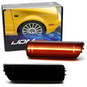 iJDMTOY Smoked Lens Amber Full LED Bumper Side Marker Light Kit For Volkswagen 1999-2005 MK4 Golf GTI R32 Rabbit Jetta