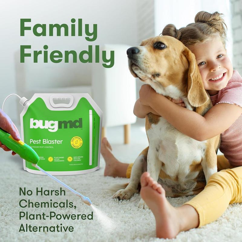BugMD Pest Blaster Kit Rechargeable - 4 Pack Essential Oil Concentrates & 1 Spray Bottle for Ants Fleas Roaches Indoor Outdoor Plant-Based Solution