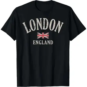 100% Cotton Distressed London England UK Flag T-Shirt