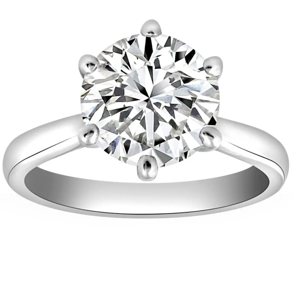 VS 2 1/2CT Lab Grown Diamond 6-Prong Solitaire Engagement Ring 14k White Gold