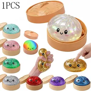 2026NEW Glitter Dumpling Squishy with Box, Soft Sensory Squeeze Toy for Stress Relief, Mystery Glitter Dumplings, Decompression Dough