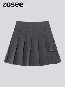 Girl's Solid Bow Decor Pleated Skirt, Preppy Style Elastic Waist Skirt for Daily School Wear, Kids Bottoms for All Seasons
