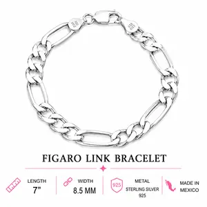 925 Sterling silver figaro Bracelet