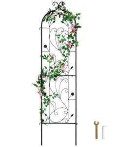 Metal Garden Trellis for Climbing Plants, Sturdy Steel Plant Support Frame, 60 X 15 Inches, Rustproof Coating and Weather Resistant Outdoor Garden Fencing, Ideal for Vines, Roses, Clematis, Pea, Ivy, Climbing Vegetables