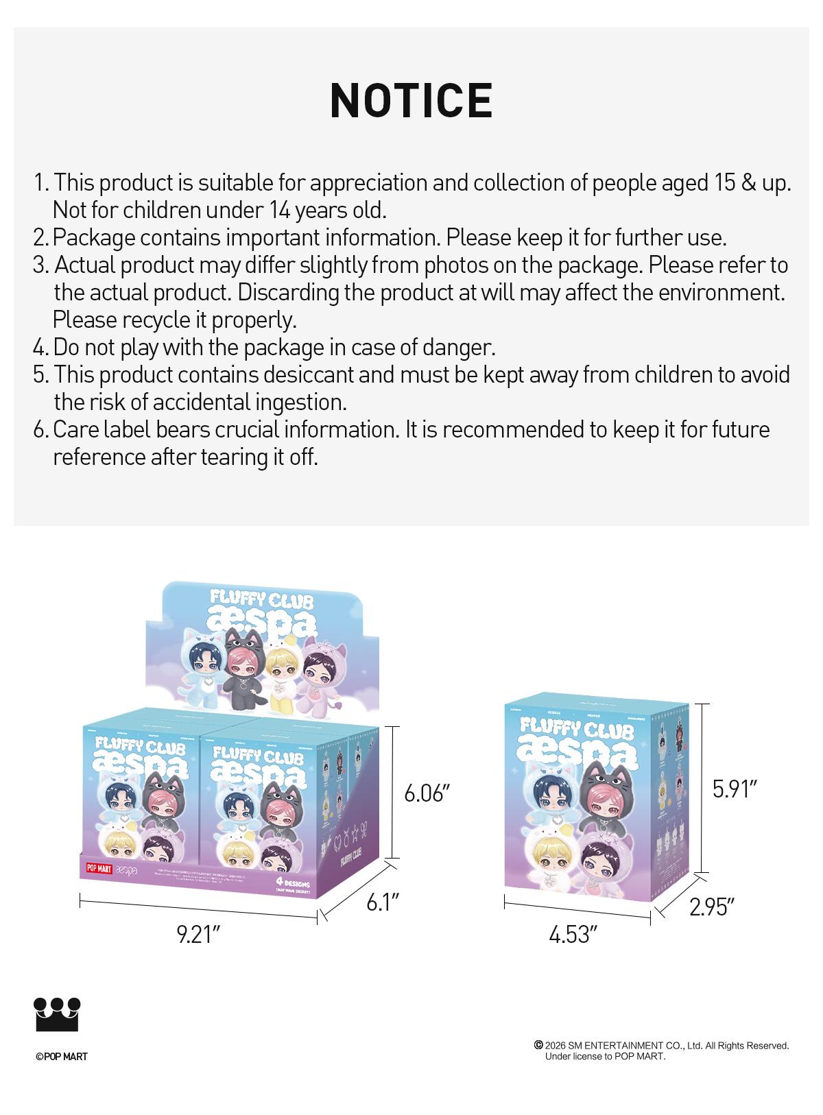 [POP NOW] POP MART aespa Fluffy Club Series Vinyl Plush Doll Pendant Blind Box
