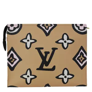 Pre-owned Louis Vuitton canvas Clutches & Wristlets Wild At Heart Toiletry 26 Monogram Giant Cosmetics Pouch Multicolor
