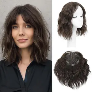 Suitable for Women with Thin Hair Short Wavy Hair Topper, 11inch Natural Appearance Hair Piece, Volume-Enhancing Wig Topper, Heat-Resistant Synthetic Hair Topper