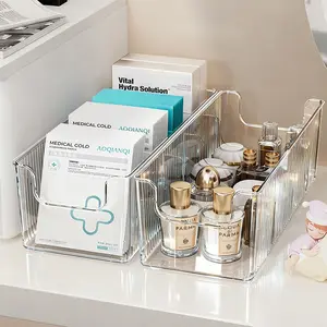 Multi-functional cosmetic storage organizer, transparent large-capacity mask and skincare box, layered vanity table desktop storage rack, portable and easy to carry, simple and stylish