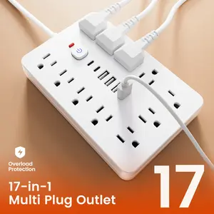 Surge Protector Power Strip 5 Ft, Chiefway Extension Cord with Multiple Outlets: 11 AC Outlets, 4 USB & 2 USB C, Multi Plug Outlet Extender, Overload Protection, Wall Mount for Home Office Kitchen