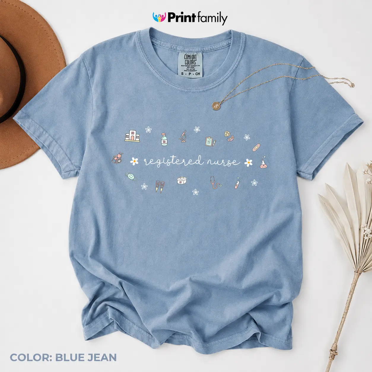 Comfort Colors Registered Nurse RN T-Shirt, Cute Nursing Tee, RN Valentine Gift for Nurses, Nurse Appreciation Shirt, Nursing Love Graphic Tee - Printfamily