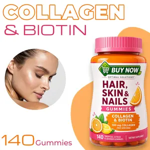 Hair Skin & Nails Gummies with Collagen, Biotin, Vitamin C & Vitamin E, Tropical Citrus Flavor Beauty Supplement, 90 Count