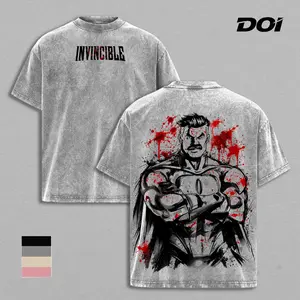 Omni-Man – Invincible Blood Splatter Graphic Tee, Vintage Washed Superhero Shirt, Viltrumite Power Minimalist Monochrome Design, Unisex Streetwear Heavyweight Cotton Tee, Gift for Invincible Fans