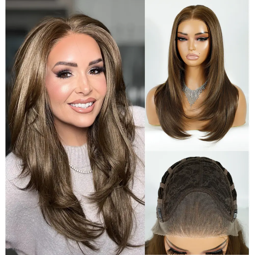 Style Icon Wear and Go Glueless Wigs 20 inch Pre Cut 13x3 Lace for Beginners Long Layered Straight Synthetic Lace Front Wigs Pre Plucked 3 Seconds to Wear (SVETA), Fashion Wig, Glueless Hairline Wig