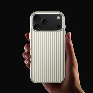 Simple 3D Stripe MagSafe Phone Case for iPhone 17 Pro 16pro max 15Pro 15 14 Metallic Paint Wireless Charging Anti Stain PC Cover