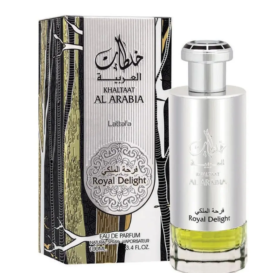 Lattafa Khaltat Al Arabia Royal Delight (silver) for Men Eau de Parfum Spray, 3.4 Ounce