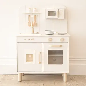 Play Kitchen for Kids Toddlers, Wooden Play Kitchen Set Toy with Running Water Sink, Spatula, Spoon and Pan Set, Toys Kitchen Gift for 3+ Year Old Kids, Girls & Boys