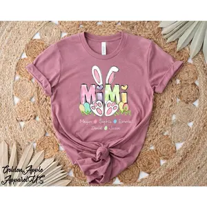 Personalized Easter Mimi Shirt With Kids Names, Custom Easter Mom Shirt, Easter Grandma Shirt, Easter Bunnies Shirt, Easter Gifts