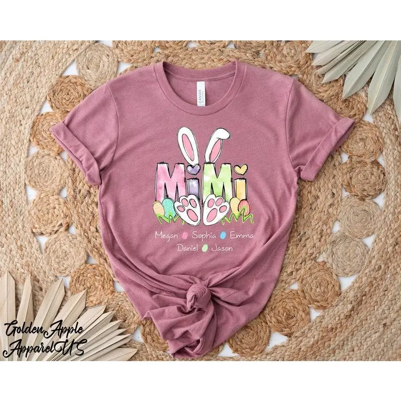 Personalized Easter Mimi Shirt With Kids Names, Custom Easter Mom Shirt, Easter Grandma Shirt, Easter Bunnies Shirt, Easter Gifts