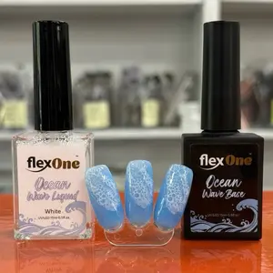 Ocean Wave Bubble Nail Art and Design - Combo Base and White Color
