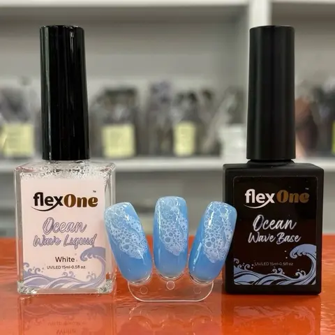Ocean Wave Bubble Nail Art and Design - Combo Base and White Color