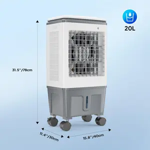 ROVSUN Portable Air Cooler, 5.2/7.9/10.5/13.2/15.8Gal/ Evaporative Swamp Cooler, 3-IN-1 Cooling Fan with Remote Control, 12H Timer & 4 Ice Box, 3 Speeds, Humidifying Oscillating Fan for Indoor or Outdoor summervibes Rechargeable