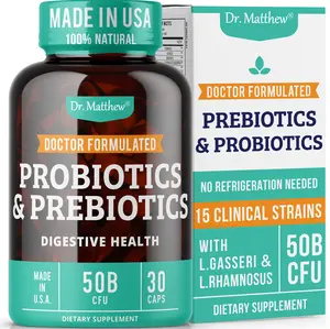 Probiotic Supplement with Prebiotic. Lactobacillus Rhamnosus, L. Gasseri, Plantarum, Casei & Reuteri. Bifidobacterium longum B. infantis.