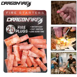 Dragonfire Emergency Firestarters 25 Count - Quick Ignition & Long Burn Time