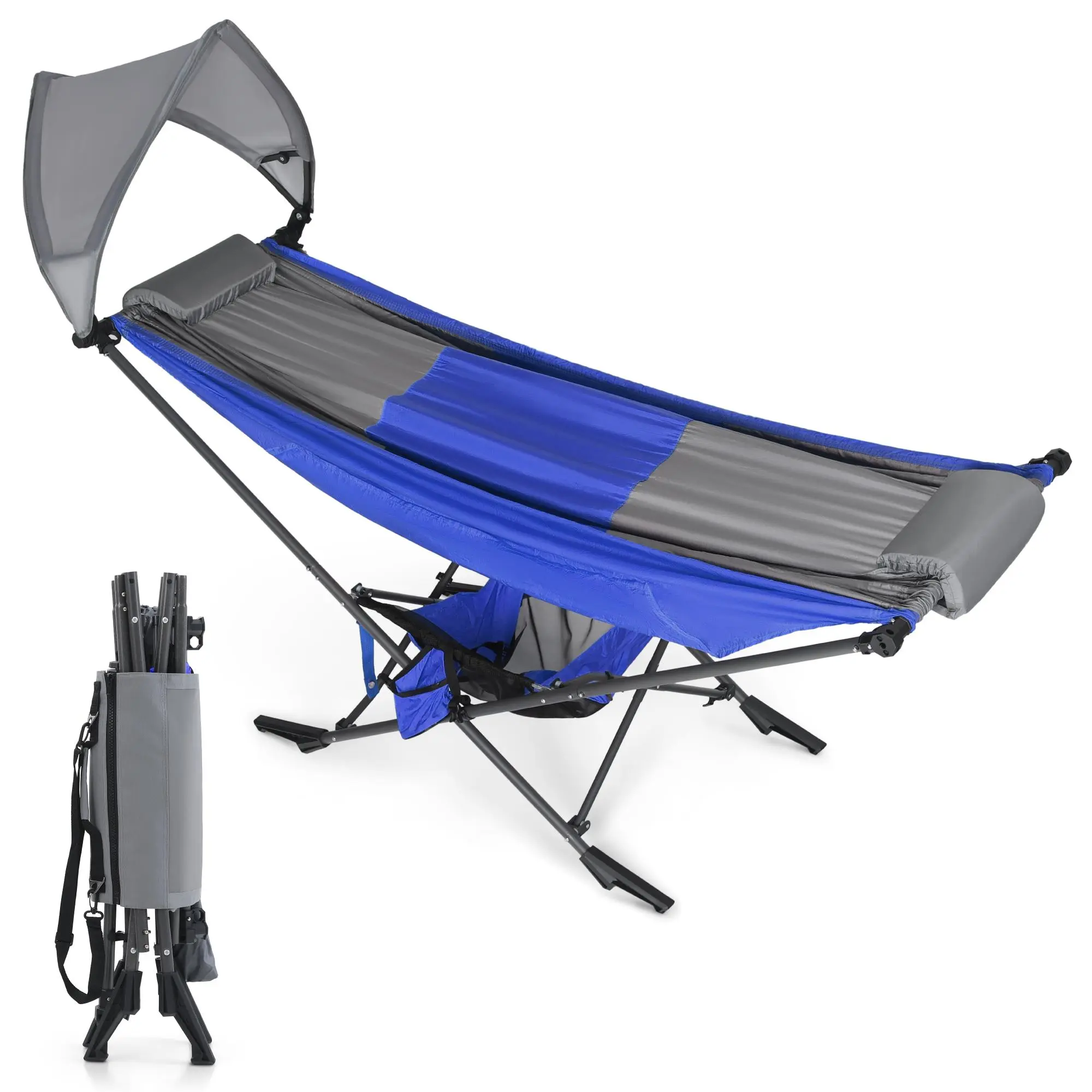 PHIVILLA Portable Hammock with Stand - Compact Folding Frame for Camping, Backpacking, and Travel Outdoor Swing[Live]