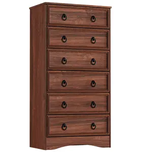 Brown 6 Drawer Dresser Tall for Bedroom, 15"7 D x 26.8" W x 52" H in Simply Chest of Drawers, Wood Storage Dresser with Drawers for Living Room Hallway Entryway