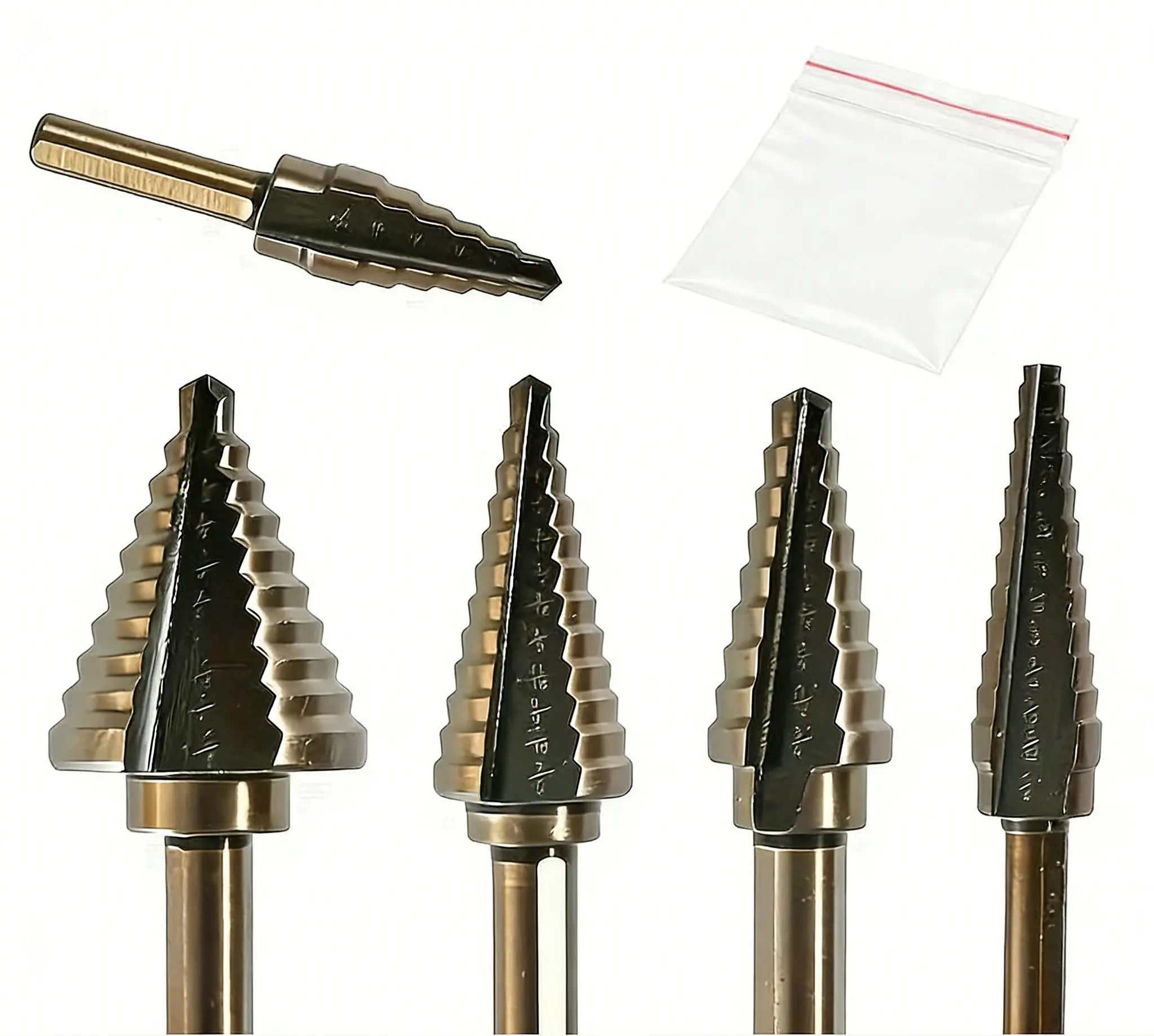 5pcs Step Drill Bit Set Multi Size Metal Cutting Drill Bits for Steel Wood Plastic Hole Drilling DIY and Professional Use Durable High Speed Steel Construction (Box Not Included) summerwins