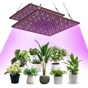 2 Pack LED Grow Light Panel 200W Lamp for Indoor Plants, Full Spectrum with White Blue Red UV IR LEDs for 4x4ft Coverage Grow Tent Greenhouse Veg and Bloom Seedlings Hydroponics