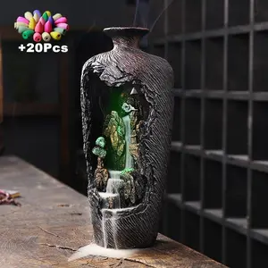 Backflow Incense Burner, 1 Count Resin Incense Holder with 20pcs Incense Cones, Home Decor Ornament for Living Room Bedroom Office, Halloween