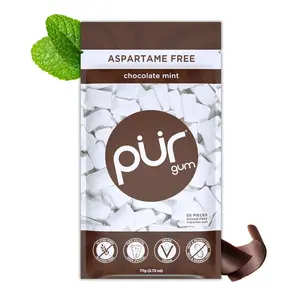 PUR Gum | Aspartame Free Chewing Gum | 100% Xylitol | Natural Chocolate Mint Flavored Gum, 55 Pieces (Pack of 1)