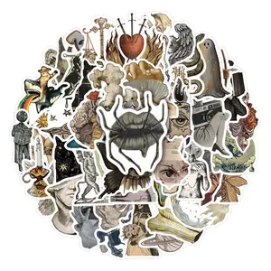 52Pcs Vintage Dark Weirdcore Aesthetic Stickers Pack, DIY Sticker Paper, Waterproof Gothic Mystic Vinyl Decals for Laptop Water Bottle Journal Scrapbook, Spooky Gifts for Dark Academia Lovers