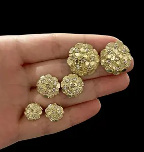 14K Gold Crystal Earrings| Vintage Nugget Studs for Women