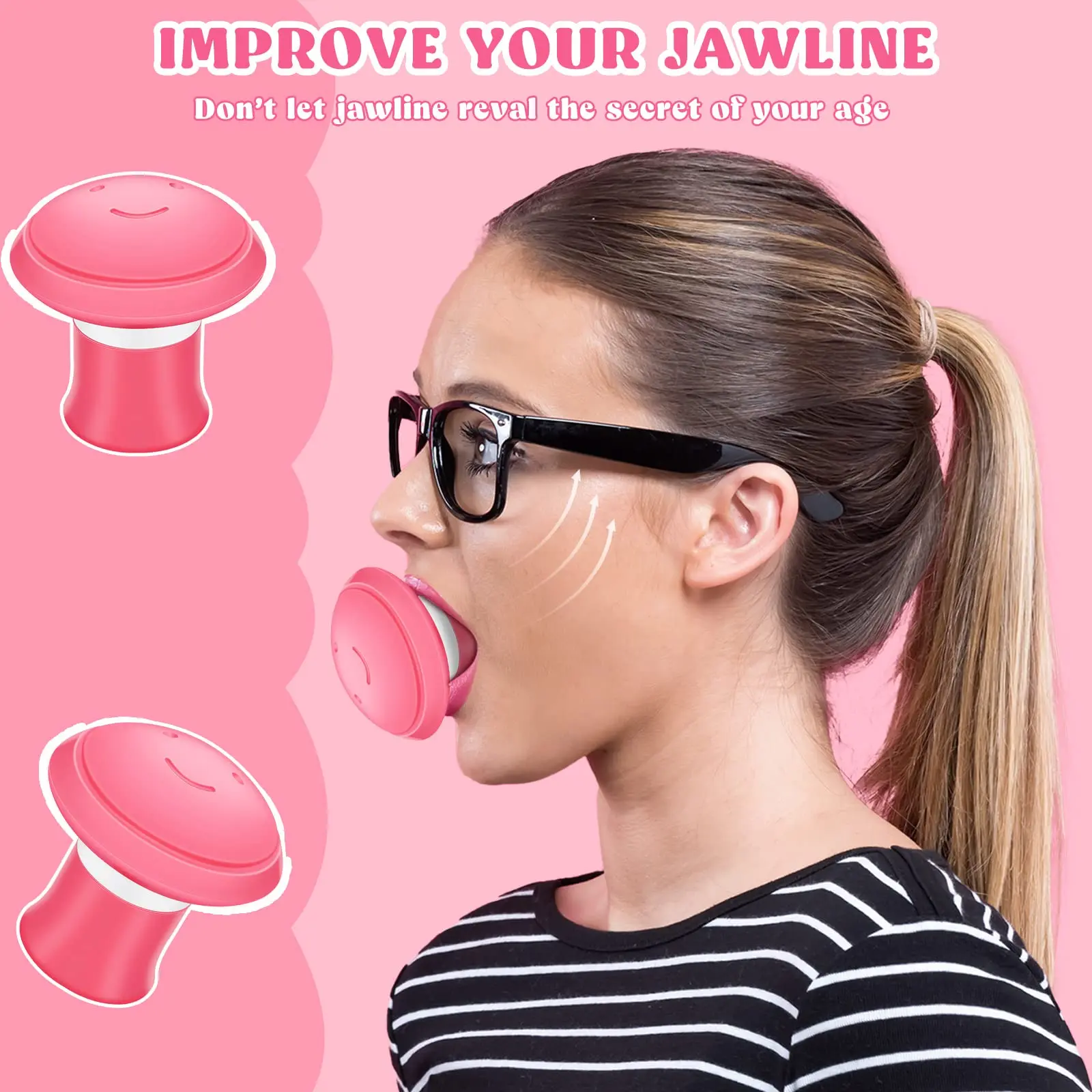 Silicone Facial Jawline Trainer Tightening Tool for Adults - Unscented Dual Straps Skin Tightener, Nasolabial Fold Reliever, Dual Chin Exerciser for Beauty Salons Use, Dormitories, Facial Slimming & Massage Tools