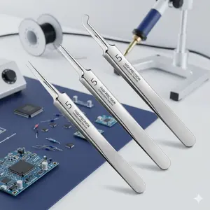 Precision Tweezers Set Stainless Steel Fine Tip Non Magnetic Anti Slip for Jewelry Making Electronics Repair Lab Craft Model Assembly Welding Corrosion Resistant Industrial Hand Tools