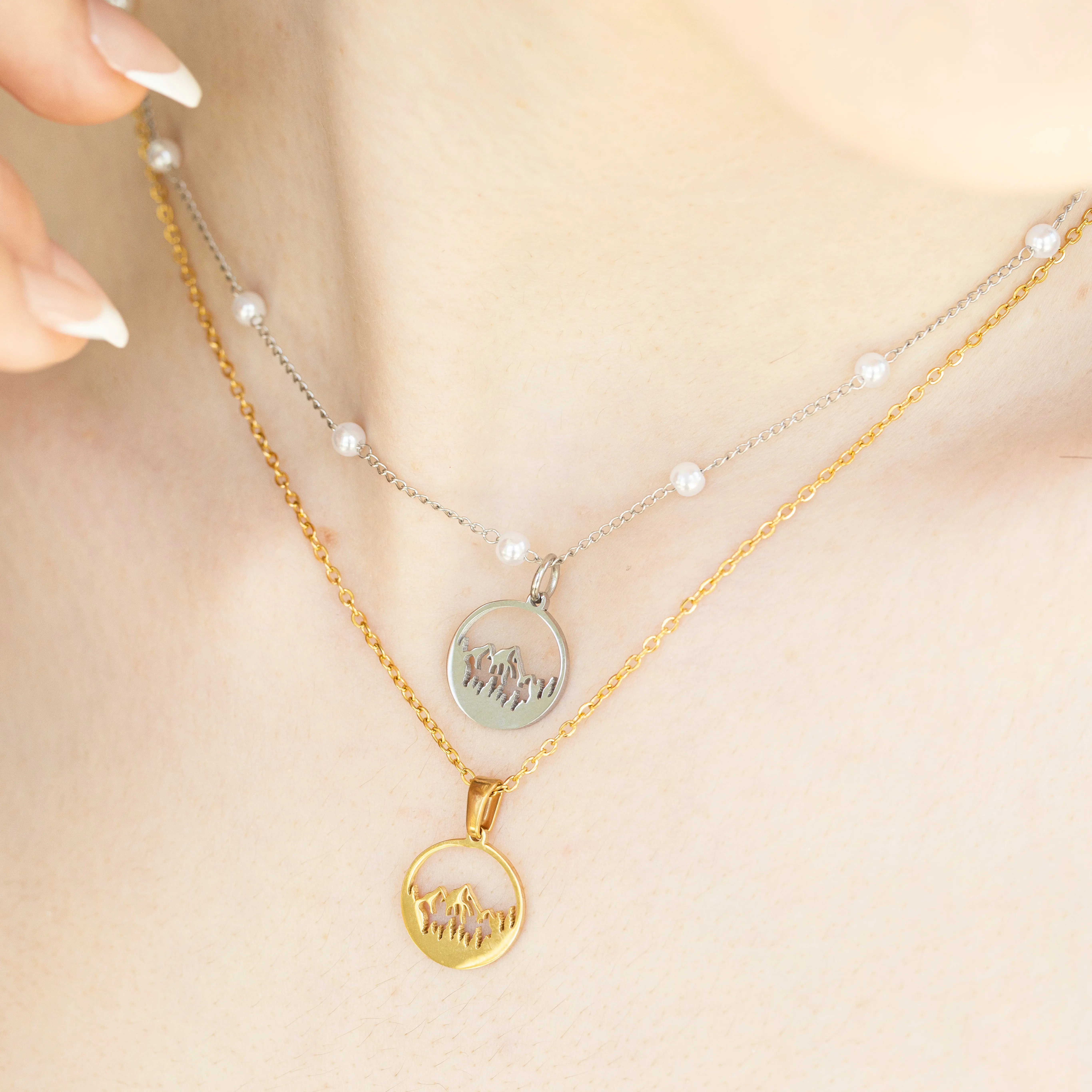 Gold Filled Or Silver Mountain Necklace with 2-inch Extender Adjustable 18K Gold-Filled Hypoallergenic Tarnish-Free Handmade Jewelry